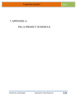 Prepared by: Dawit Bogale Submitted to: Dave Mukerman
Capstone project 2012
120
7.APPENDIX A
FIG.14 PROJECT SCHEDULE
 