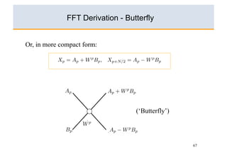 FFT Derivation - Butterfly


Or, in more compact form:




                                  (‘Butterfly’)




                                                  67
 