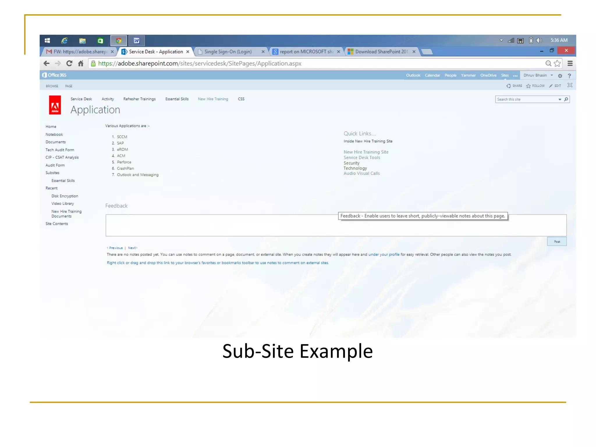 Sub-Site Example
 