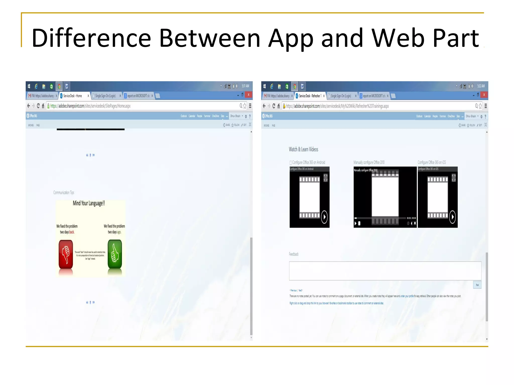 Difference Between App and Web Part
 