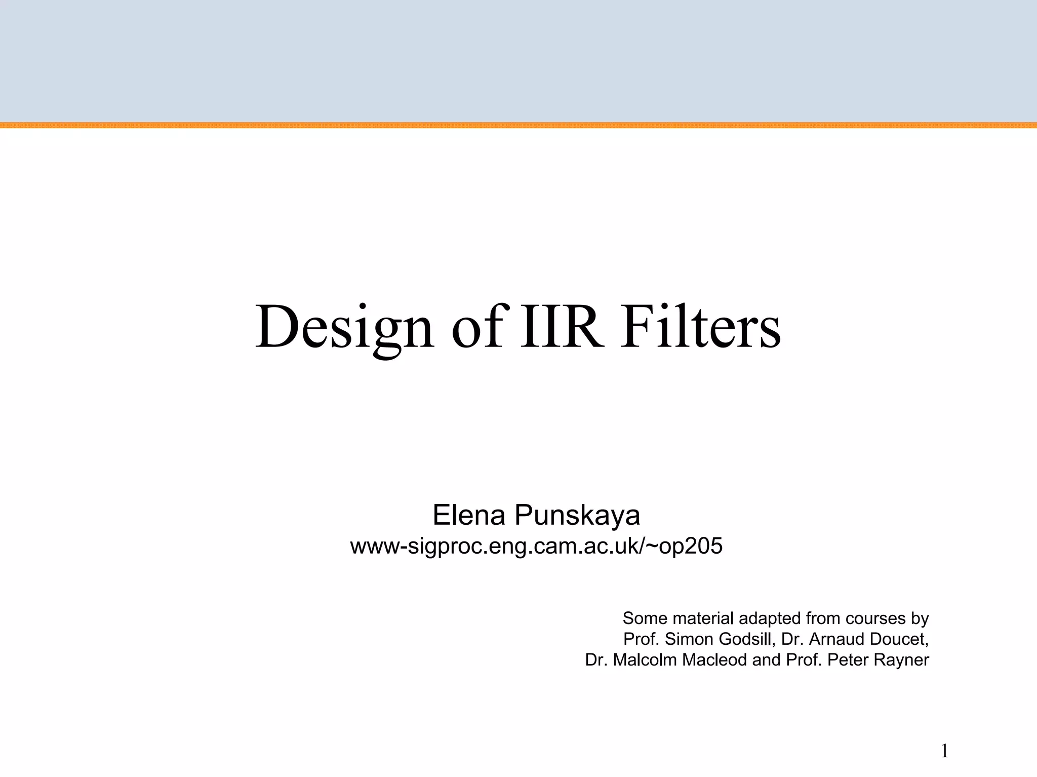 Design of IIR filters