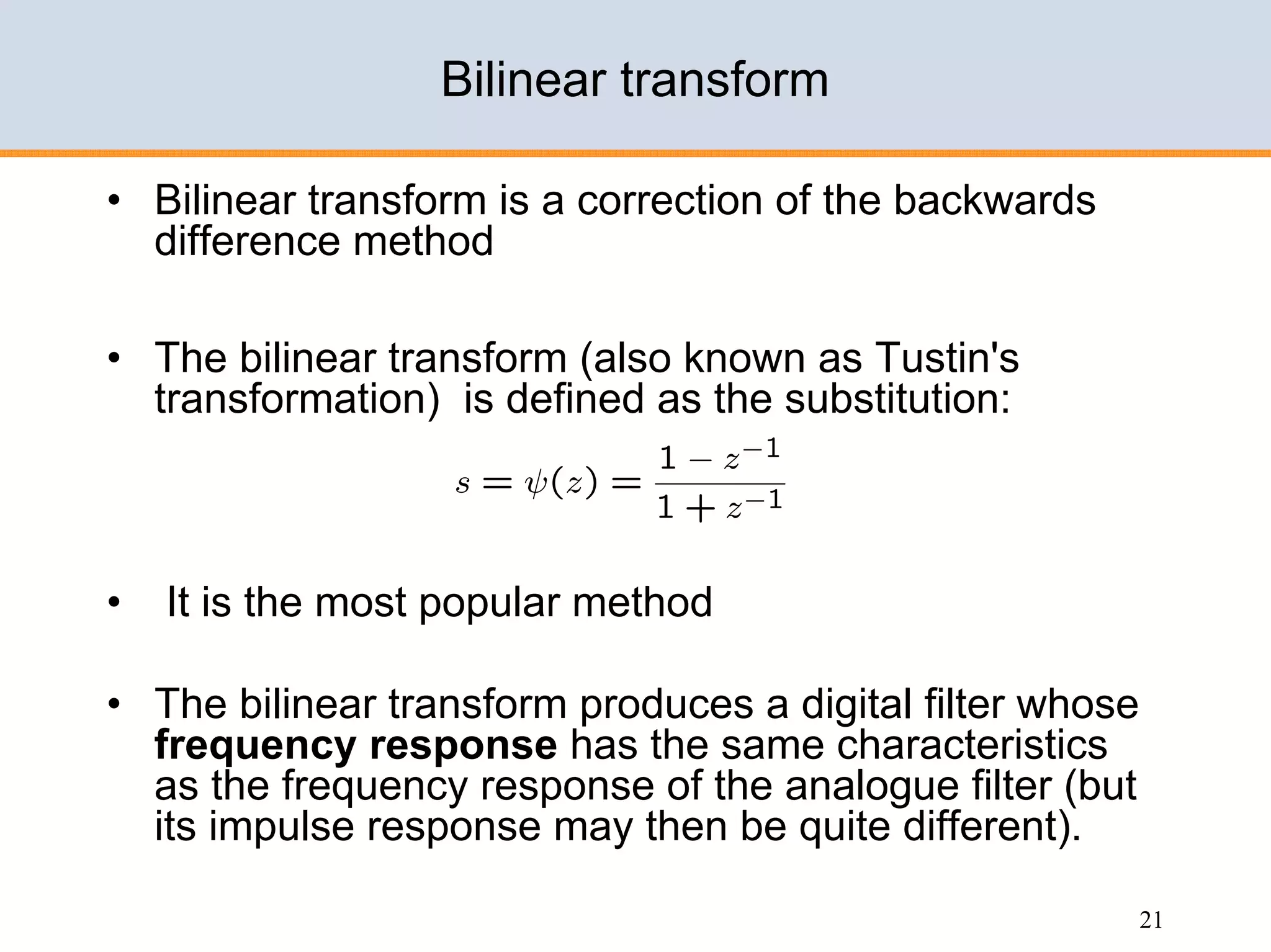 Design of IIR filters