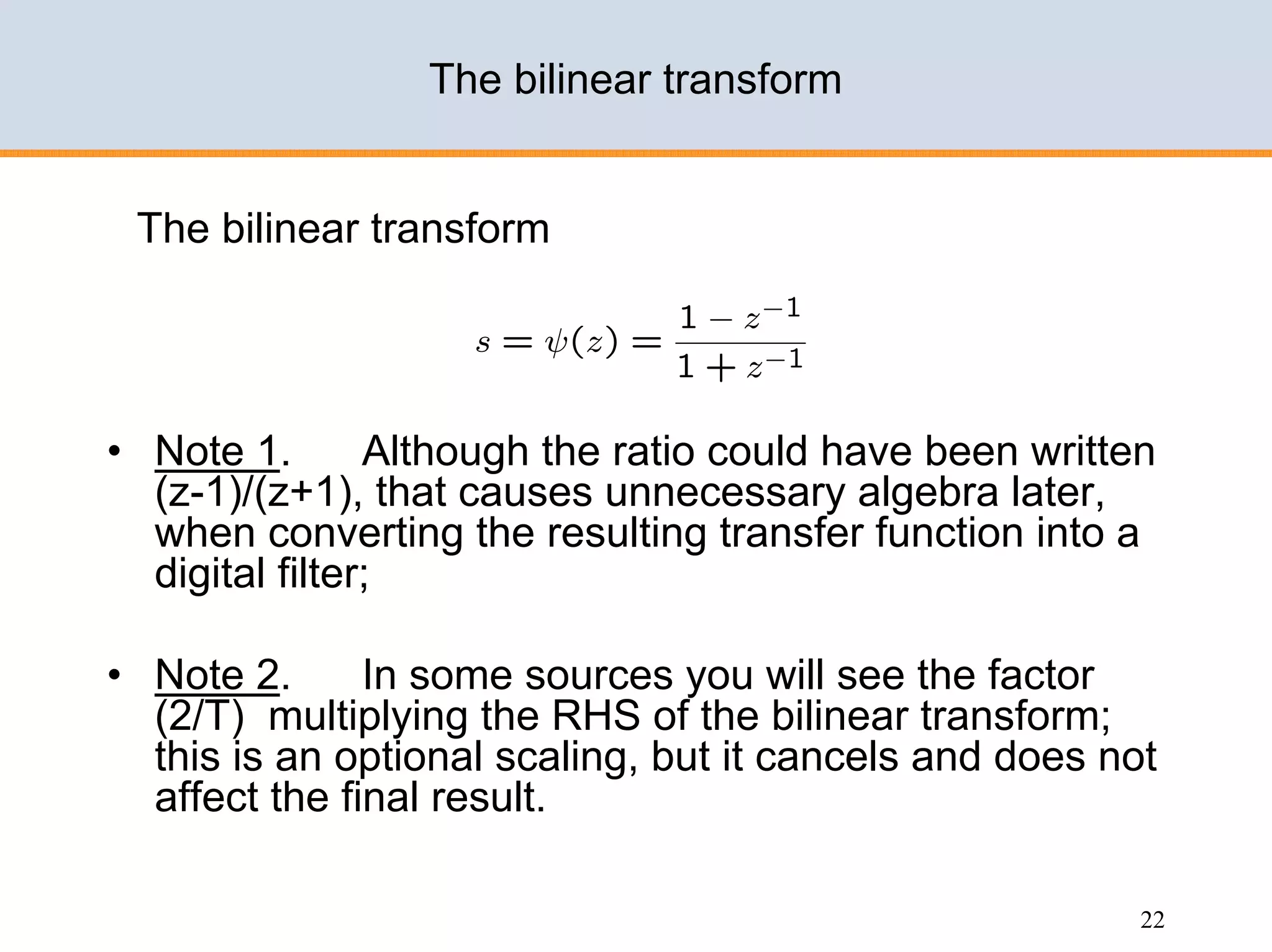 Design of IIR filters