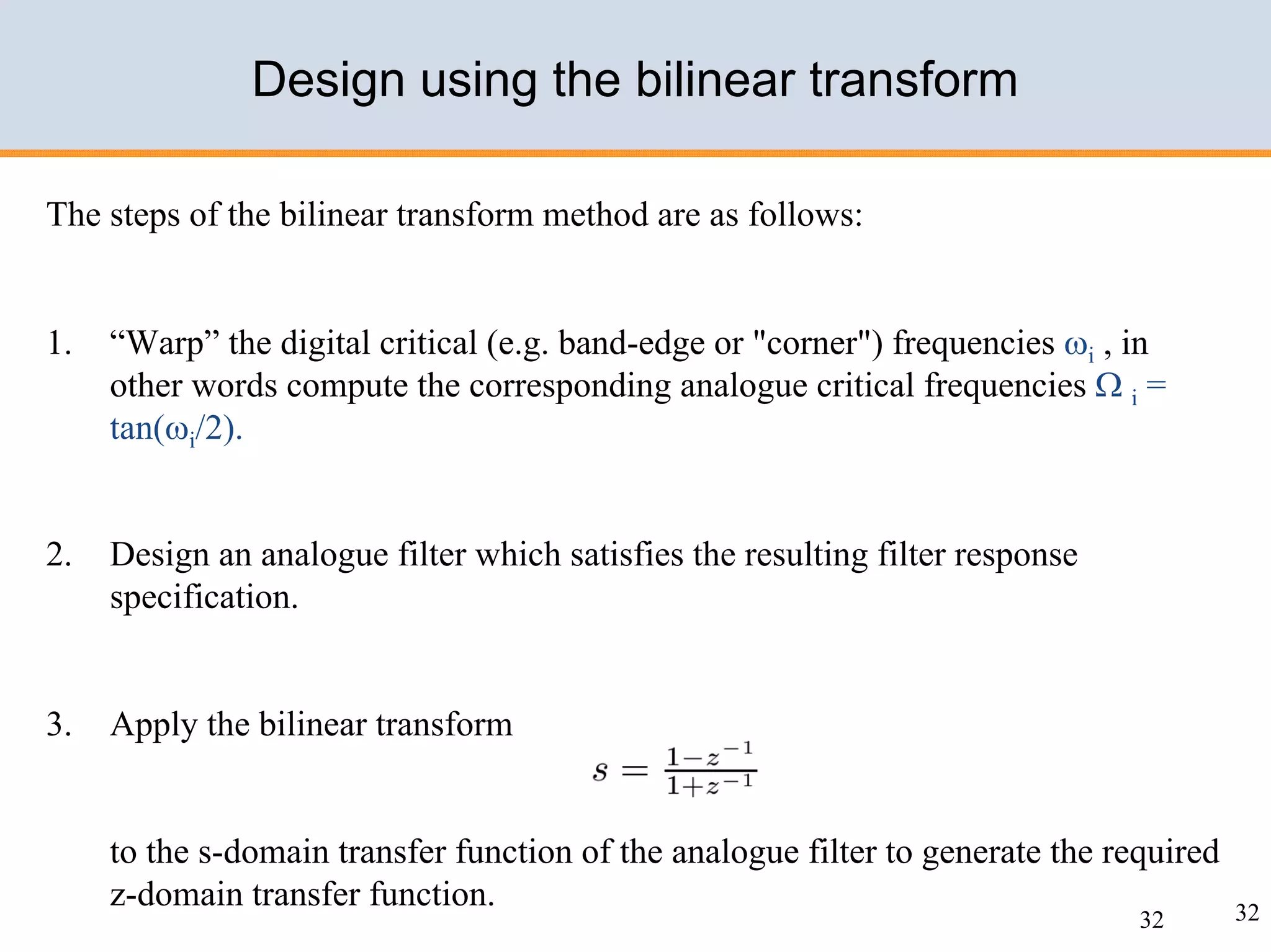 Design of IIR filters