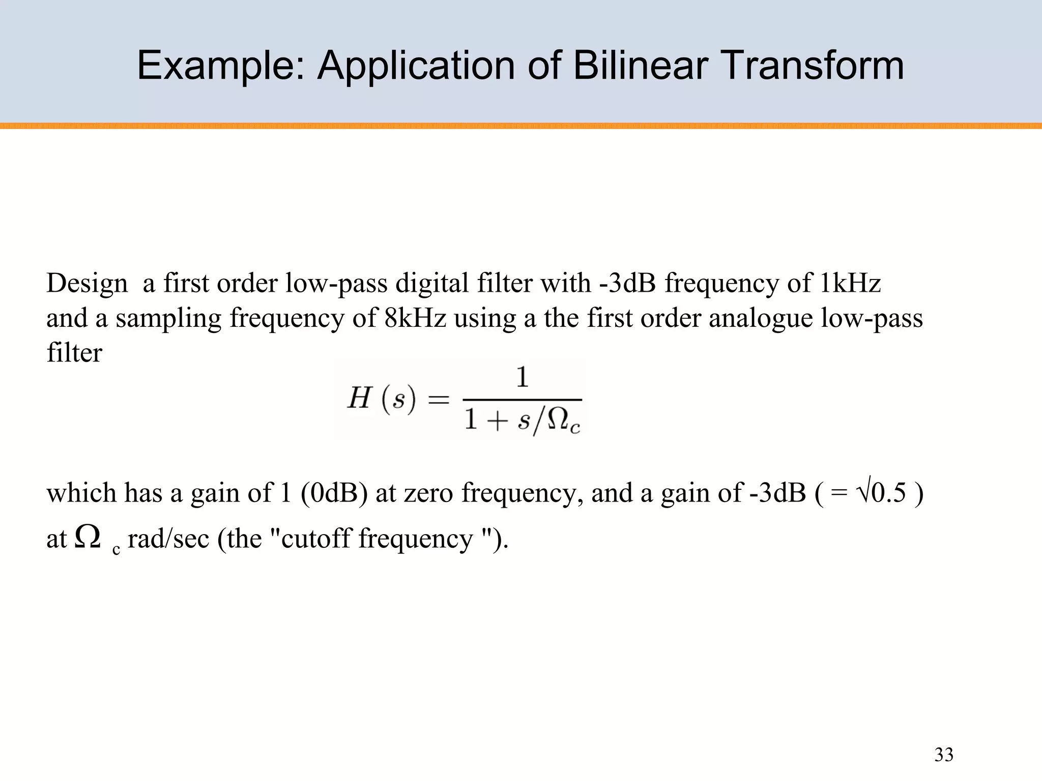 Design of IIR filters