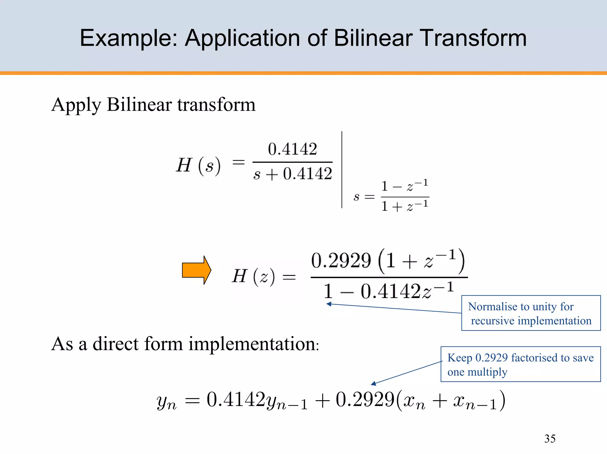 Design of IIR filters
