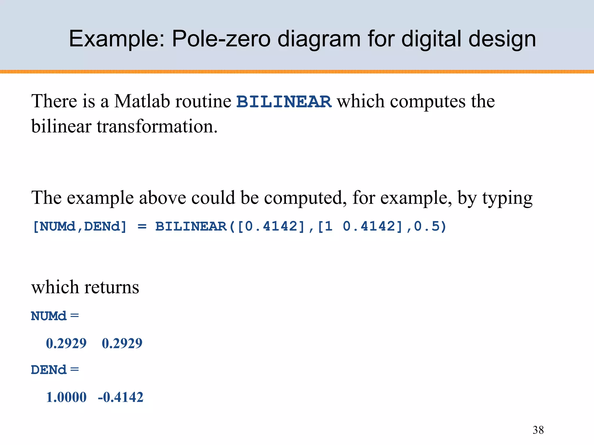 Design of IIR filters