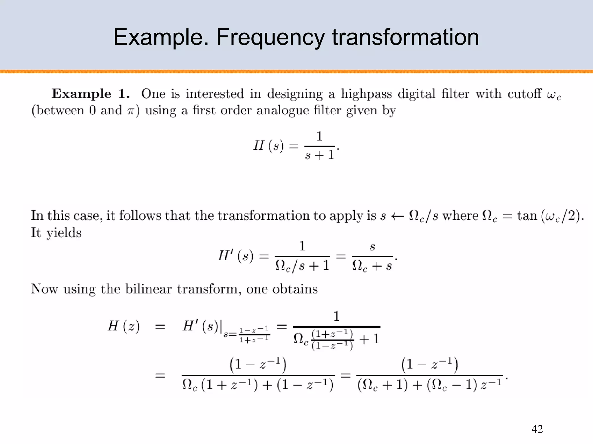 Design of IIR filters