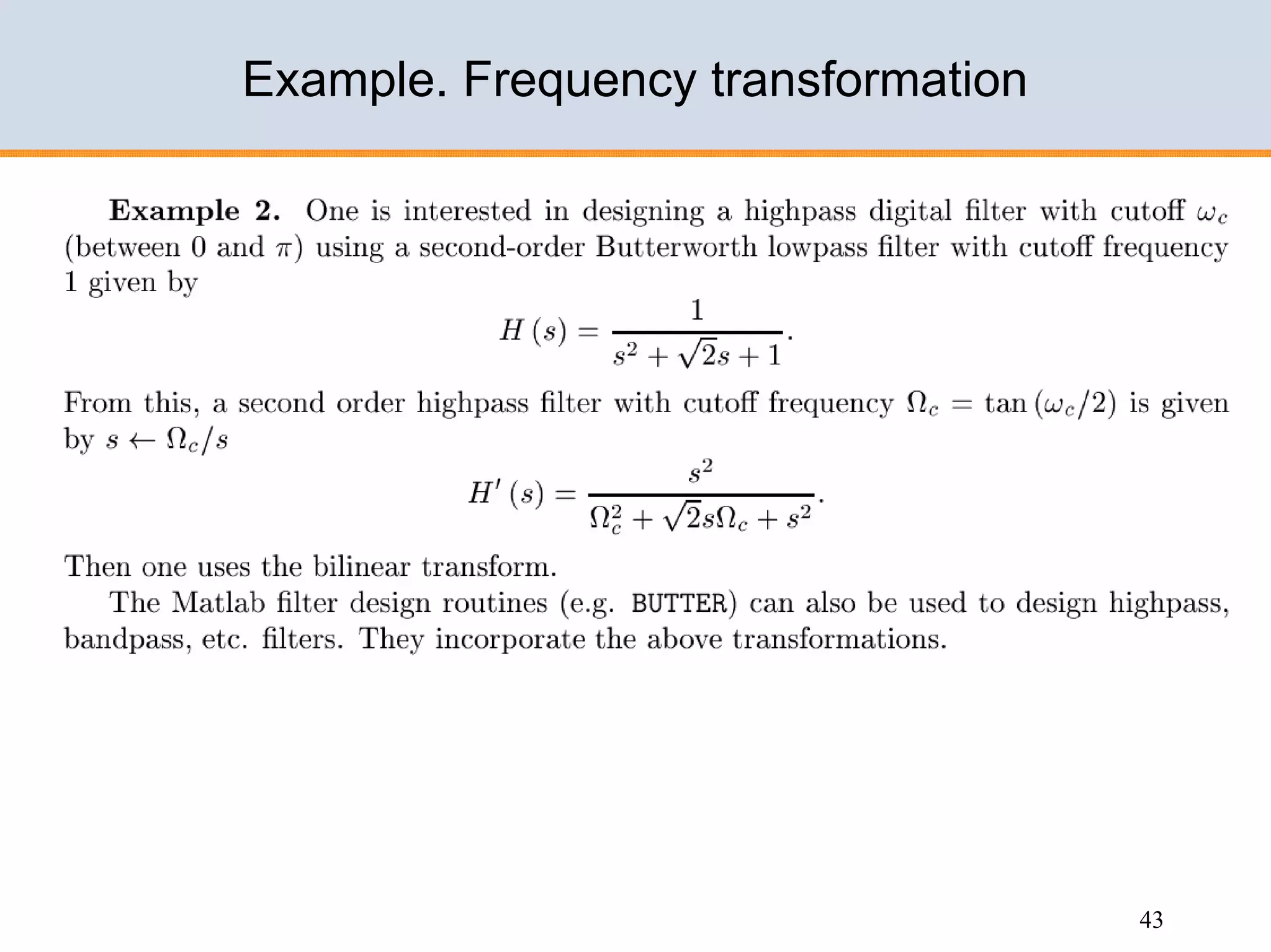 Design of IIR filters