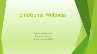 Emotional Wellness
By Amanda Beckstead
Employee Wellness
Lunch & Learn April 2015
 