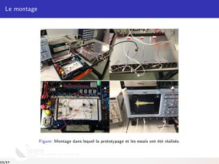 Le montage
Figure: Montage dans lequel la prototypage et les essais ont été réalisés.
12/17
 