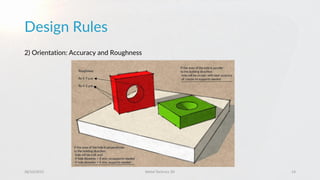 Design Rules
28/10/2015 Metal Technics 3D 14
2) Orientation: Accuracy and Roughness
 