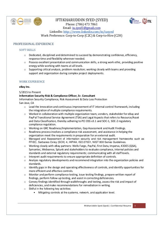 3 information security consultant resume