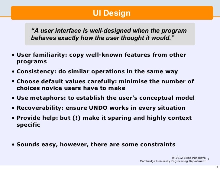 Lecture 7 Software Engineering And Design User Interface Design