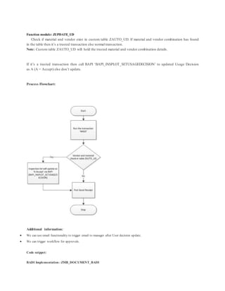 Auto inspection lot creation and Auto Usage decision for required parts ...