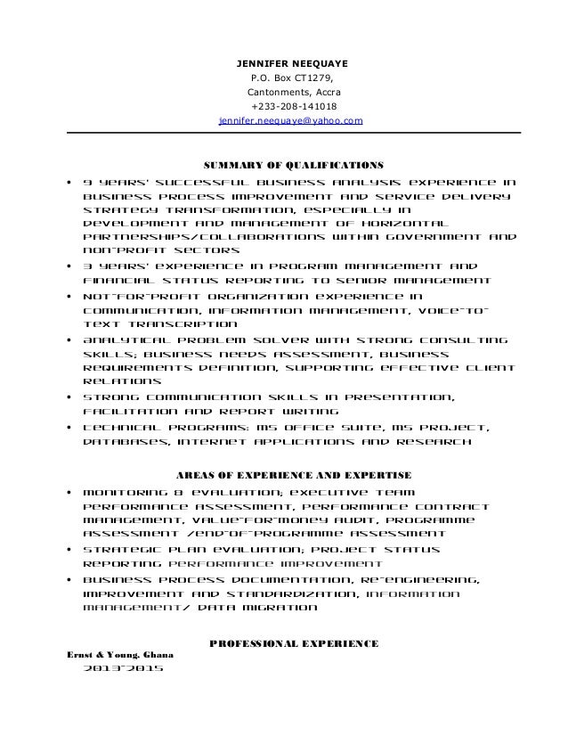 j neequaye resume ey consultant penultimate ver 06182015 ernst and young resume sample