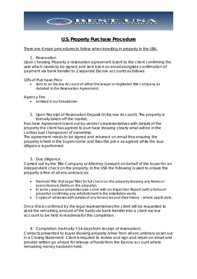 Us Purchase Procedure For Investors