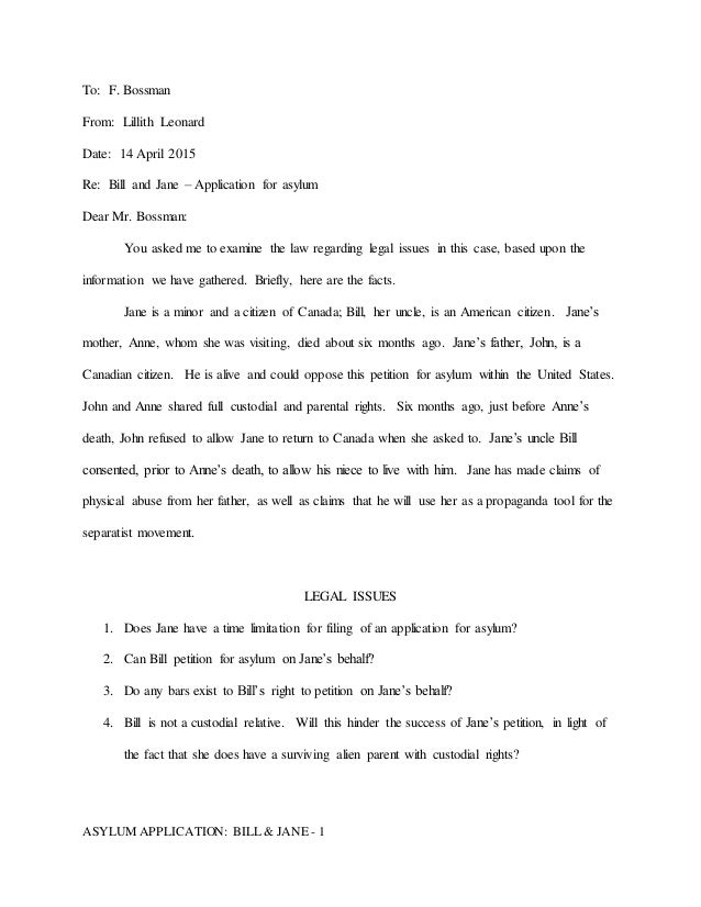 legal memorandum asylum