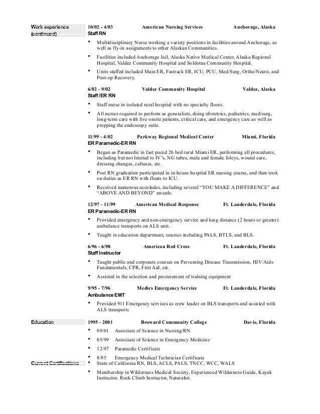 Er staff nurse resume