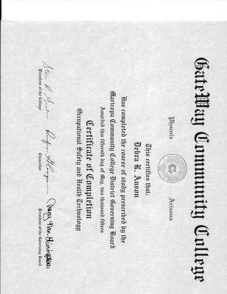 OSHA Certification May 2015