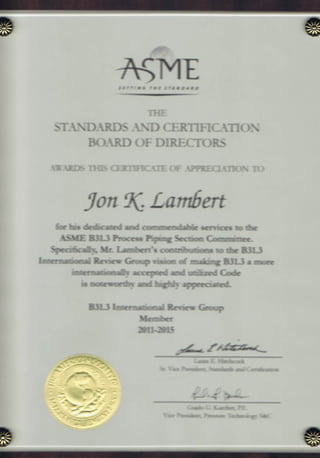 ASME B31.3 Recognition