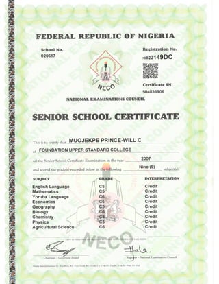 SSCE certificate