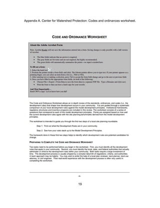 Appendix A. Center for Watershed Protection: Codes and ordinances worksheet.
19
 