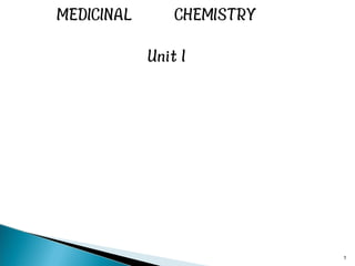 MEDICINAL CHEMISTRY
1
Unit I
 