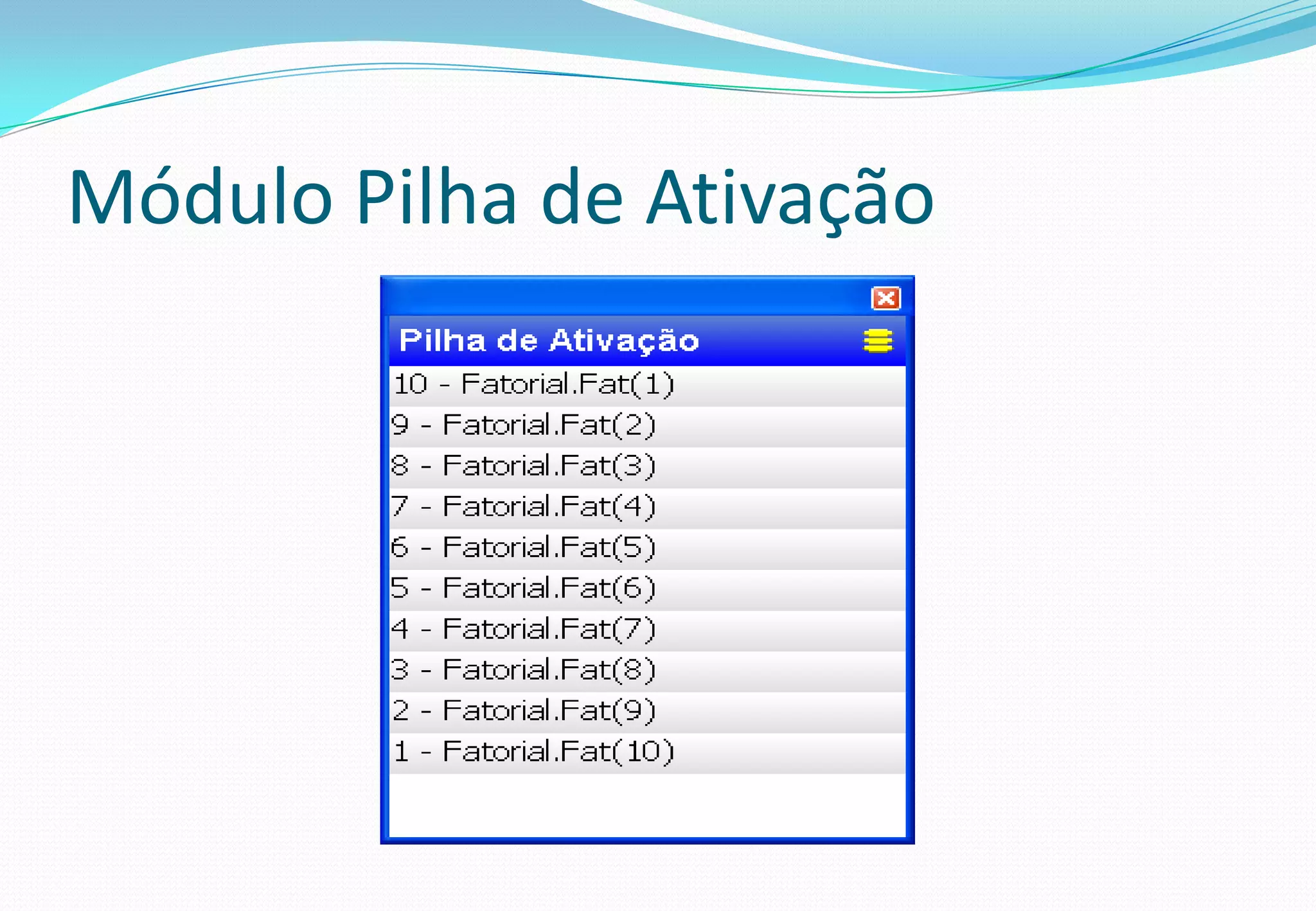 Módulo Pilha de Ativação
 