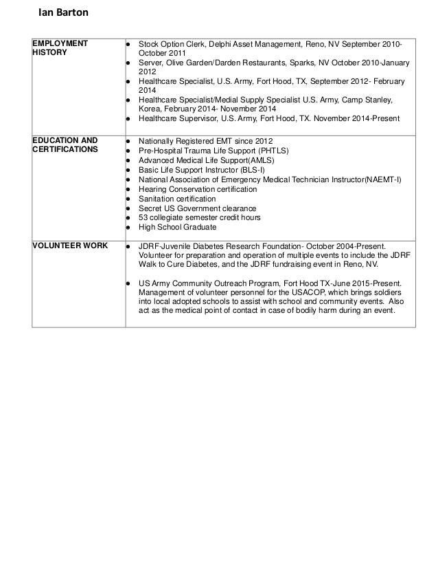 Ian Barton Resume
