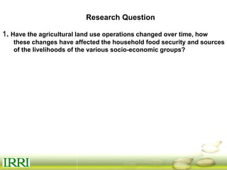 Dynamics of gender equity and household food security in rice-based farming systems