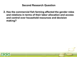 Dynamics of gender equity and household food security in rice-based farming systems