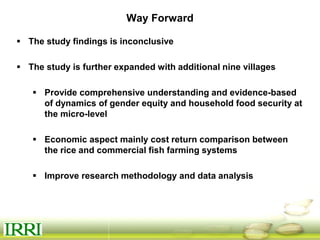 Dynamics of gender equity and household food security in rice-based farming systems
