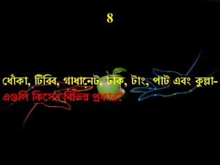 8
কোাঁ কা, টিনি, াোরিট, াক, টাং, োট এবং কুো-
এগুনল নকরসে নবনভন্ন প্রকাে?
 