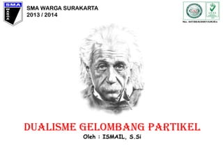 SMA WARGA SURAKARTA
2013 / 2014

DUALISME GELOMBANG PARTIKEL
Oleh : ISMAIL, S.Si

 