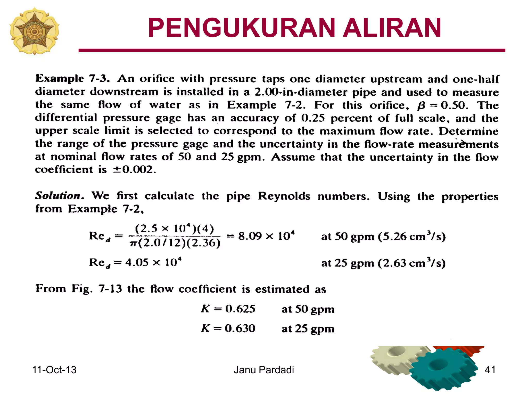 11-Oct-13 Janu Pardadi 41
PENGUKURAN ALIRAN
 