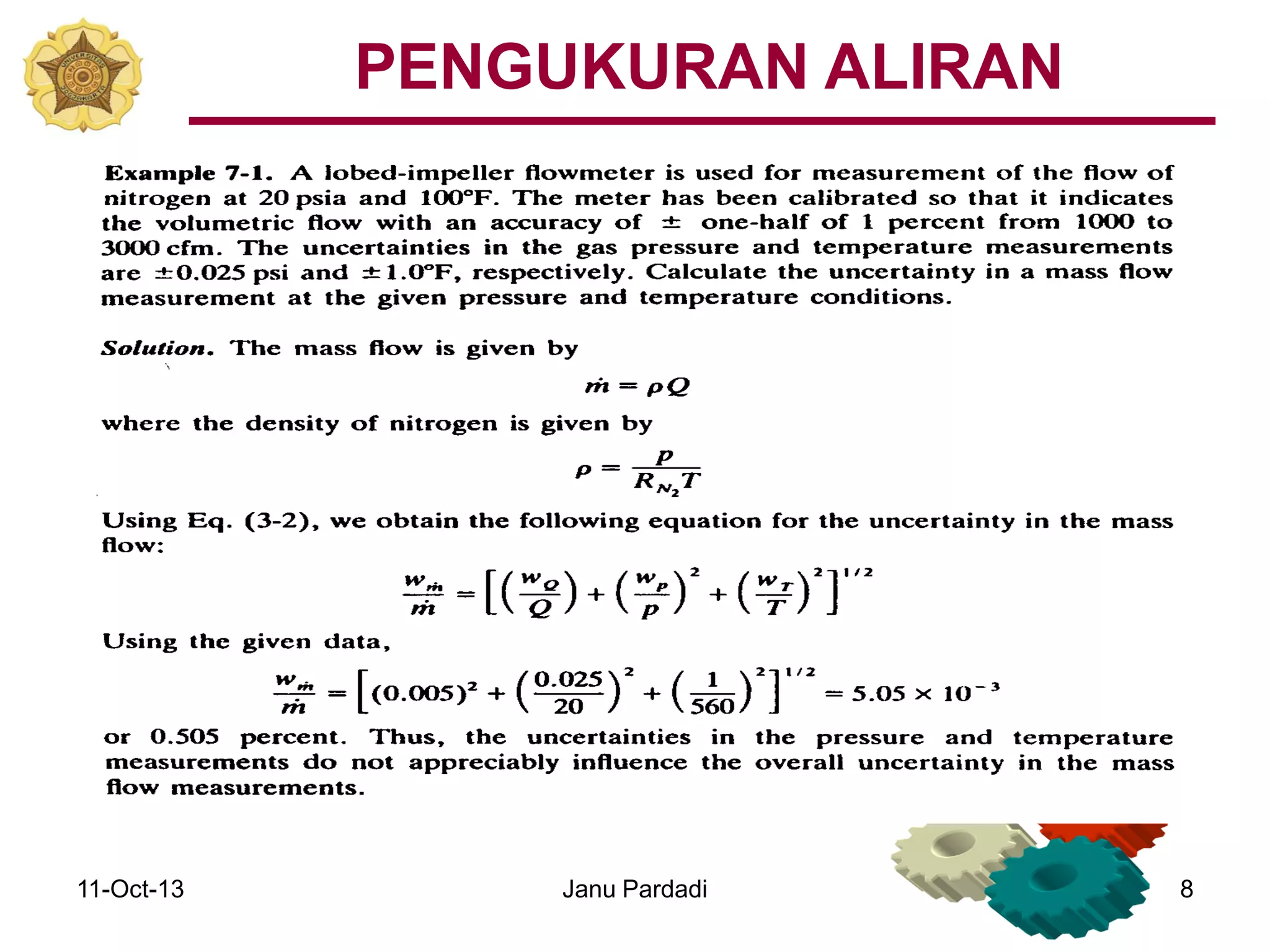11-Oct-13 Janu Pardadi 8
PENGUKURAN ALIRAN
 