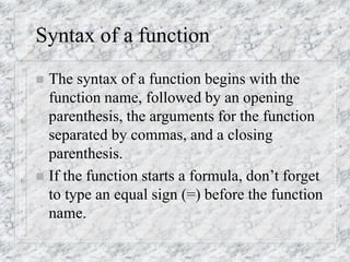 3 Formulas, Ranges, Functions.ppt