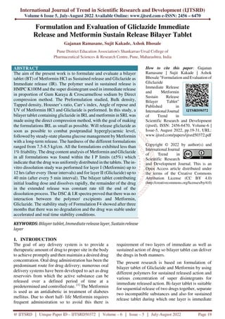Formulation and Evaluation of Gliclazide Immediate Release and ...