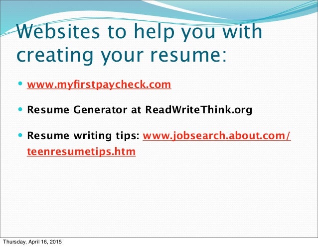read write think resume generator