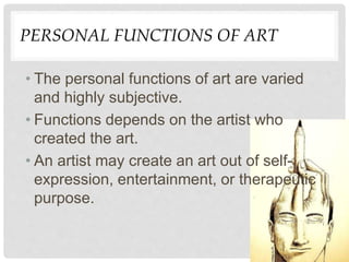 Functions and Philosophical Perspectives on Art | PPTX