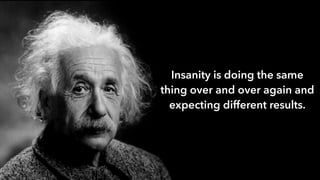 Insanity is doing the same
thing over and over again and
expecting different results.
 