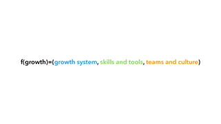f(growth)=(growth system, skills and tools, teams and culture)
 