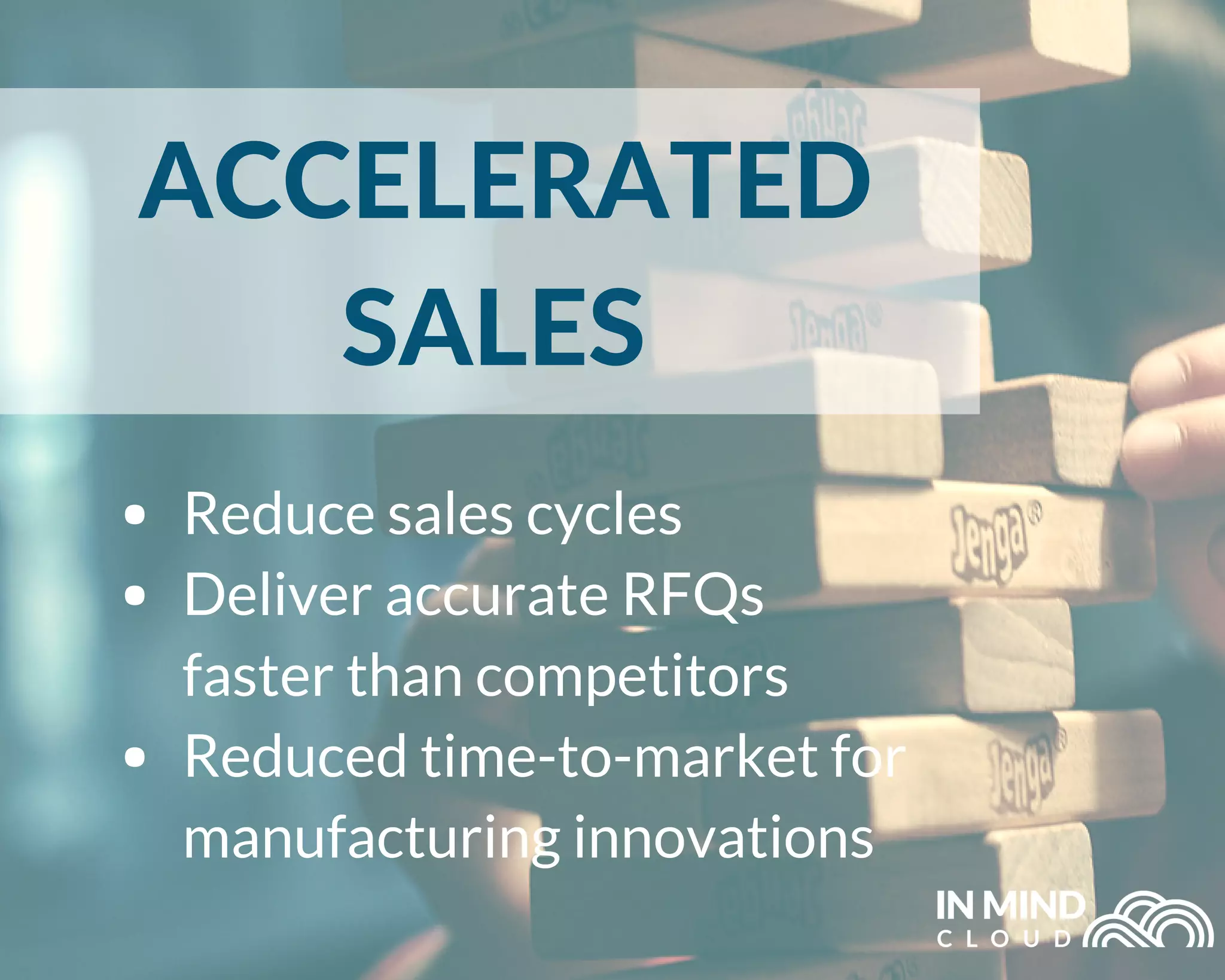 ACCELERATED
SALES
Reduce sales cycles
Deliver accurate RFQs
faster than competitors
Reduced time-to-market for
manufacturing innovations