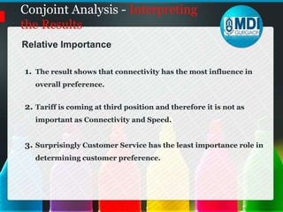 Conjoint Analysis - Interpreting the ResultsRelative Importance29% 22% 19%15%15% 