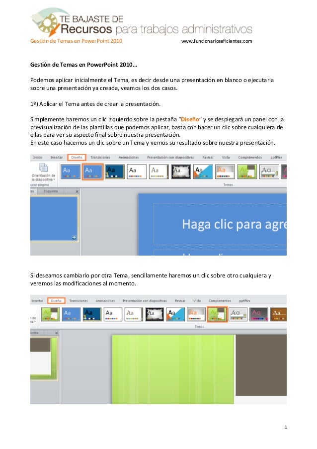 como gestionar plantillas o temas en powerpoint 2010 tutorial en es