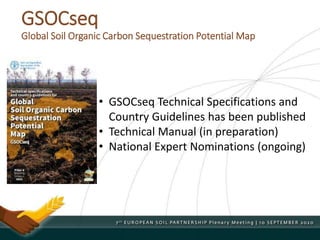 GSOCseq
Global Soil Organic Carbon Sequestration Potential Map
• GSOCseq Technical Specifications and
Country Guidelines has been published
• Technical Manual (in preparation)
• National Expert Nominations (ongoing)
 