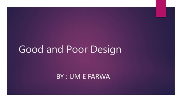 Good and Poor design HCI perceptive | PPT