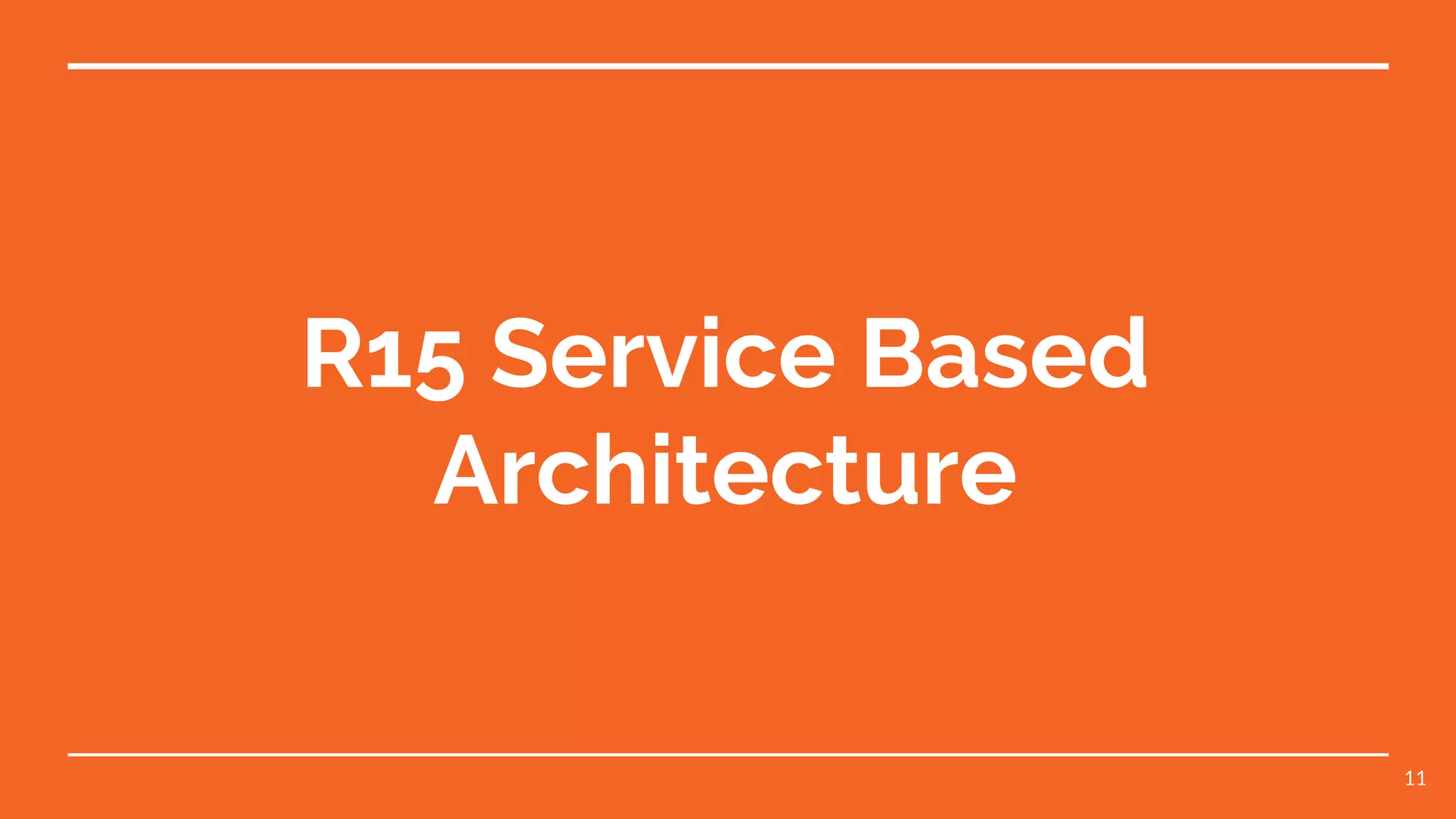 R15 Service Based
Architecture
11
 
