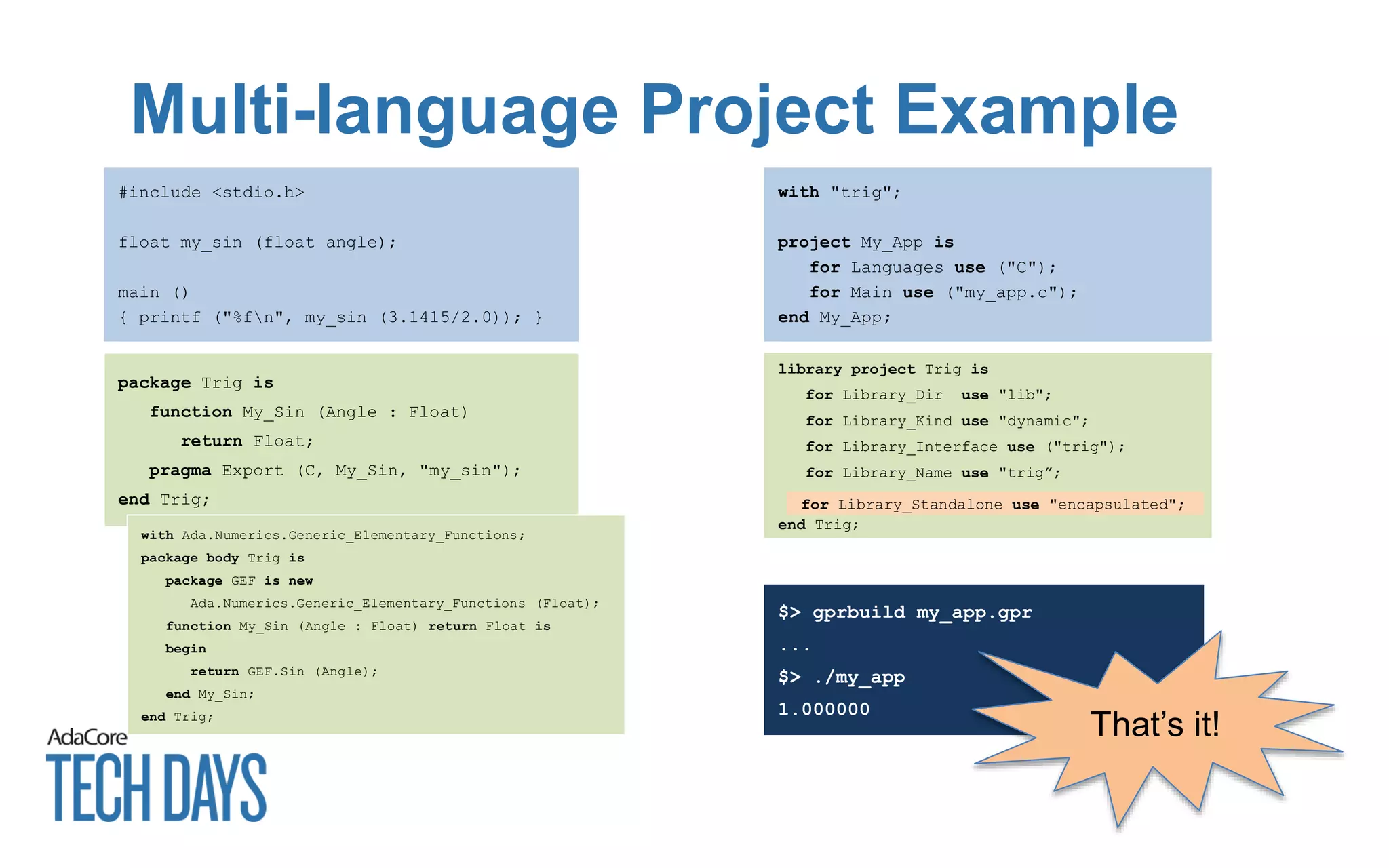 Tech Days 2015: Multi-language Programming with GPRbuild | PPT